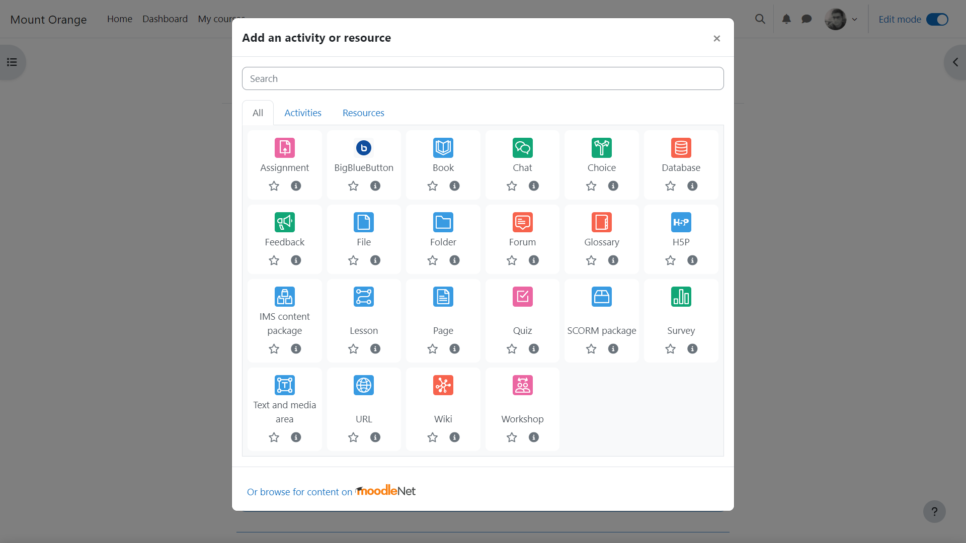 Moodle screenshot & Video