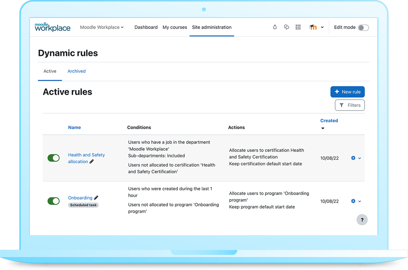 Moodle screenshot & Video