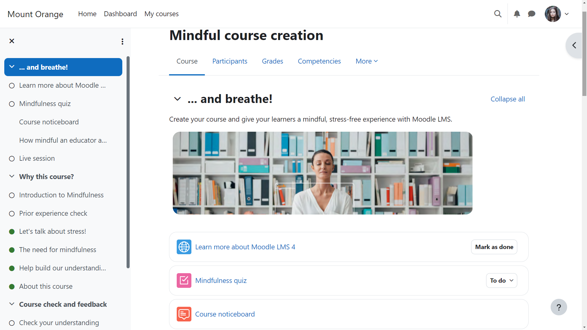 Moodle screenshot & Video